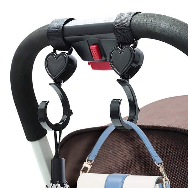 2pcs Baby Stroller Hook, Electric Bike Pet Car Hook, Multifunctional 360 Degree Rotating Hook, Crib Hook, Heart-Shaped Hook