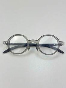 [Betsy]Oak Breeze–Retro Octagonal Eyeglasses, Engraved Wood Temple, Unisex, Lightweight - Misty Gray - Ver 2