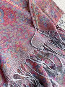 1 chiếc khăn choàng cổ in họa tiết hạt điều ấm áp thời trang dành cho nữ, khăn trùm đầu và khăn choàng cổ họa tiết Paisley cổ điển dùng cho váy Abaya - Bột màu xám thanh lịch - Xem 6