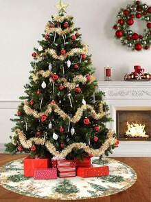 1pc Christmas Tree Skirt, Christmas Deer Pattern, Christmas Tree Bottom Decoration, Christmas Home Decor - Multicolor - View 8