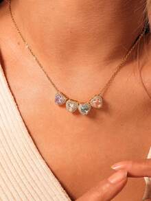 1pc Minimalist Cubic Zirconia Heart DIY Necklace, Customizable Gemstone Necklace, Stainless Steel Initial "MAMA" Pendant Necklace, Ideal Gift For Girlfriend, Mom, Family, Friend, Daughter, Anniversary, Valentine's Day, Mother's Day, Birthday, Graduation, Daily Wear, Wedding, Party