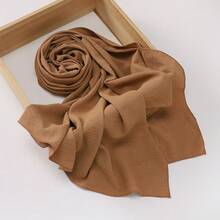 1pc Women Solid Color Crinkled Everyday Hijab, Opaque Headscarf For Dress - Multicolor - View 12