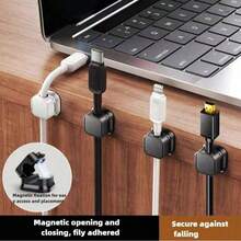 Magnetic Cable Organizer, Desktop Or Wall Mounted Charging Cable Holder, Wire Clips, Plug Hooks - Multicolor - View 11