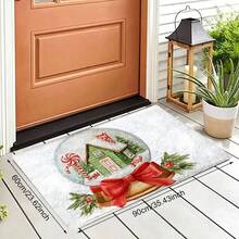1 Stück Weihnachts-Badezimmermatte - Weihnachtliche Inneneinrichtung, Weihnachtsgeschenke, Weihnachtsdekoration für Zuhause, künstliche Wollfläche mit rutschfester TPR-Rückseite, weiches rechteckiges Design, maschinenwaschbar, geeignet für Badezimmer- oder Schlafzimmerdekoration, Weihnachts-Badezimmerdekoration und -Accessoires, einsetzbar für Hauseingang, Weihnachtsfeier, Schlafzimmer, Türbereich, Badezimmer, Küche, Waschraum, Landhausstil, tragbare personalisierte Mode-Badezimmermatte, schnelltrocknende Fußmatte, Badezimmermatte