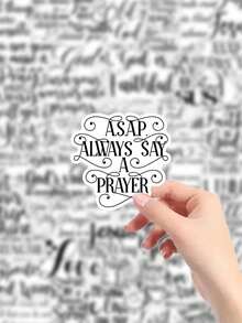 51张黑白书法PET材质基督教圣经经文贴纸 - 励志信仰贴纸，适用于圣经日记、剪贴簿和基督教礼品 - 黑色 - 查看 3