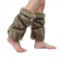 1 套中世纪维京披肩袖脚套，人造毛皮斗篷围巾，适合万圣节服装，复古毛绒