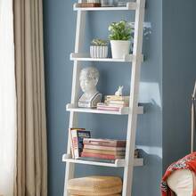 SoBuy Modern 5 Tiers Ladder Shelf Bookcase, Storage Display Shelving Wall Shelf, 189x56cm, White, FRG17-W - White - View 9