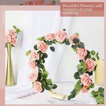 15 Pcs Metal Floral Centerpiece Table Decorations Hoop Centerpiece With Stand Gold Centerpieces For Table 15 Wooden Holders 30 Artificial Flowers 30 Leaves For Wedding DIY Craft Decor(12 Inch,White)Halloween - 粉色 - 查看 3