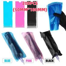100/200PCSTattoo Pen Bags Disposable Waterproof Tattoo Machine Pen Sleeve Covers Bags Black/Blue/Pink Tattoo Accessories - Multicolor - View 13