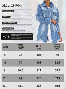 Women's Solid Color Minimalist Casual Distressed Denim Jacket - Light Wash - View 8