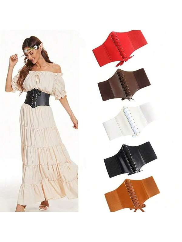 1 pezzo Cintura vita a corsetto per donna, cintura elastica larga stile clessidra per abiti, cintura vita larga decorativa stile coreano per abiti, versatile stile palazzo di alta qualità
