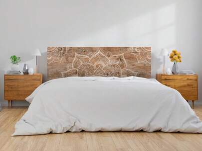 Oedim Testiera Oedim Mandala effetto legno_H132, stampata digitalmente su PVC forex spesso 5 mm | Disponibile in varie misure | Testiera leggera, elegante, resistente e conveniente