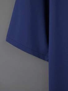 Chinese Style Long Cardigan Windbreaker, Versatile Solid Color Mid-Length Outerwear, Hanfu Inspired Cosplay Jacket - Royal Blue - View 6