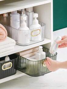 1pc Storage Basket Lipstick Mask Skin Care Products Acrylic Organizer Sundry End Table Snacks Cosmetics Desktop Storage Box,For Holiday Beach, Bathroom Collection, Bedroom Collection, Large Capacity - Multicolor - View 5