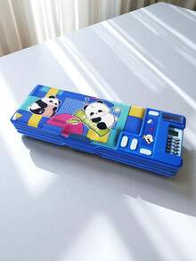 1个多功能塑料学生铅笔盒,双面带磁铁,包含卷笔刀、笔插、橡皮擦隔层、计算器、课程表、可书写姓名栏,铅笔袋,书包,文具 - 彩色 - 查看 20