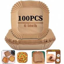 50/100pcs Square Air Fryer Liners, Non-Fry Disposable Liner Sheets For Air Fryer/Oven/Microwave – Perfect For Chicken Nuggets, Burgers, Tempura, Fries, Meat & Vegetables Greaseproof Parchment Paper . Baking Paper . Silicone Coated Paper ​​Kitchen Essential . Household Must-Have . Labor Day Gift​, Back To School - True Color - View 2