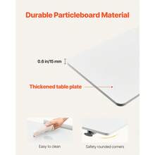 Mesa de cama, mesa auxiliar móvil con escritorio abatible y 4 ruedas ocultas, escritorio para portátil con ruedas y altura y ángulo ajustables con portavasos, escritorio portátil para cama, hogar, oficina y estudio, color blanco - Blanco - Ver 6