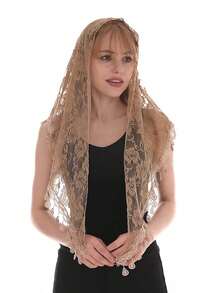 1 pieza/2 piezas Chal/Bufanda de mujer de unicolor/estampado de encaje con flecos, casual y versátil para primavera/verano - bufanda triangular - Ver 41