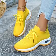 Women's Low-Top Casual Sneakers, Comfortable In All Seasons, Stylish Design, A Must-Have For Sports Enthusiasts - Màu vàng - Xem 2