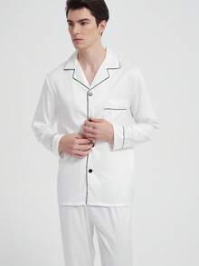 New Men's Fashion Casual Pajama Set, Winter Clothes - White - View 4