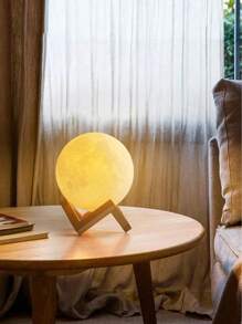 1pc 3D Moon Lamp, LED Moon Night Light, Home Decor Desk Lamp, Party Decoration, Holiday Lighting, Suitable For Bedroom, Living Room, Party, Garden, Dining Room, Can Be Used As Holiday Gift