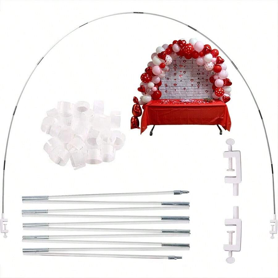 1 Set White Table Balloon Arch Kit,Balloon Arch Stand Frame For Different Table Sizes For Halloween, Christmas, New Year Birthday Graduation Wedding And Party Decoraitons