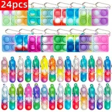24/48pcs Random Colors And Random Styles Pop Fidget Keychain - Mini Fidget Toys Bulk Party Favors For Kids - Boys Girls Push Pops Bulk Toys - Its Small Prizes For Kids Classroom Birthday Party Favors Bubble Poppers
