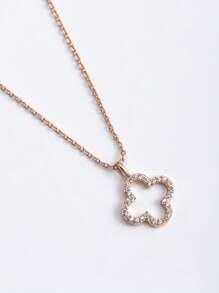 1 件镂空三叶草吊坠项链，女士节日礼物和日常配饰 - 玫瑰金 - 查看 7