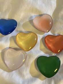 1个纯色心形可折叠便携手机支架，兼容、安卓智能手机，生日/礼物，推拉式手机支架，手机配件 - 彩色 - 查看 3