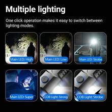 1 PC LED Mini Flashlight High Lumens,6 Lighting Modes,Type-C USB Rechargeable Flashlight Portable ,USB Rechargeable Small Flashlight With Side COB Light ABS Shell Magnetic With Lampshade - Silver - View 4