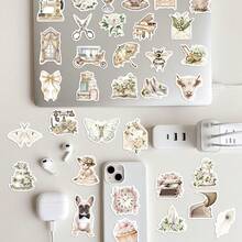 50PCS White Art Retro Stickers Vinyl Stickers Scrapbook, Journaling, Laptop, Bumper, Skateboard, Water Bottles, Computer, Phone, Cartoon, Hard Hat, Car Stickers And Decals - Multicolor - View 9