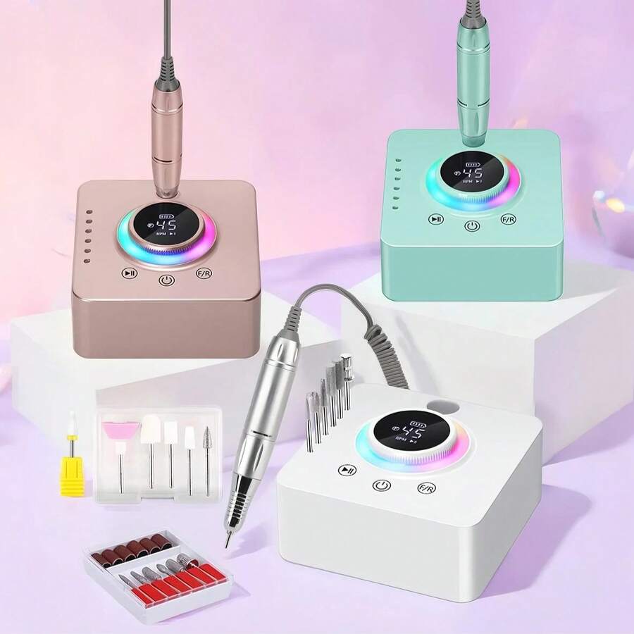 New 45000RPM Professional Electric Nail Drill Machine Rechargeable Nail File Nails Accessories Gel Nail Polish Sander Low Noise