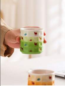 1/4 piezas Taza de café de cerámica con estampado de camello, taza de café para arte de latte, adecuada para reuniones familiares y ocasiones especiales, regalo con tema del desierto, apta para bebidas calientes y frías, oficina, cafetería, uso doméstico, patrón hecho a mano, regalo perfecto para amantes del café, taza de café única | Taza de cerámica reutilizable