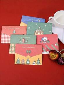12Pcs Holiday Mini Christmas Card With Envelope - Happy Holiday Card Message Card Depicting Santa Claus, Snowman, Etc. - Perfect For Christmas Parties And New Year Celebrations, Christmas Card, Birthday Wishes Envelope - Multicolor - View 1