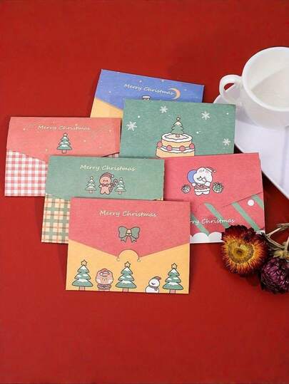 12Pcs Holiday Mini Christmas Card With Envelope - Happy Holiday Card Message Card Depicting Santa Claus, Snowman, Etc. - Perfect For Christmas Parties And New Year Celebrations, Christmas Card, Birthday Wishes Envelope