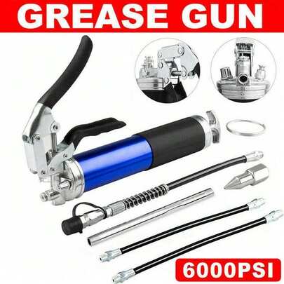 Handle Grease Gun Kit Heavy Duty Pistol Grip 6000 Psi With 11'' Flexible Hose