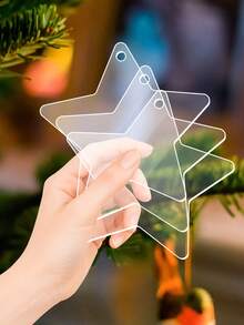 12 Stück/5 Stück Weihnachts-Transparente Fünfzackige Stern Nachrichtentafel, weiße transparente Oberfläche kann mit Foto-Aufklebern beklebt werden, kann selbst beschriftet werden, Weihnachtsbaum-Schmuck, Weihnachtsdekoration, Glitzer-Stern Weihnachtsbaum-Schmuck, geeignet für Weihnachtsdekoration, Neujahrsparty-Geschenke, Heimdekoration zum Selbermachen von Kränzen, Weihnachtsstern-Dekoration