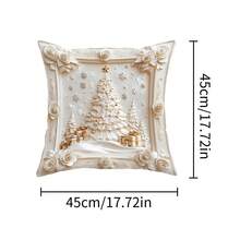 1 件白色三维圣诞图案套装饰枕套方形靠垫套，圣诞老人树鹿雪花雪人礼盒树等新视觉图案设计和其他图案软枕套适用于圣诞派对家庭房间沙发椅装饰圣诞节装饰品，圣诞靠垫套， - 彩色 - 查看 15
