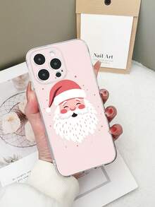 1pc Transparent TPU Anti-Drop Colorful Christmas Santa Claus Pattern Phone Case Compatible With IPhone 15/15Pro/15Plus/15ProMax/16/16Pro/16Plus/16ProMax, Galaxy S23 Ultra/A14/A24, Redmi Note 12 Pro, Pixel 8/8 Pro