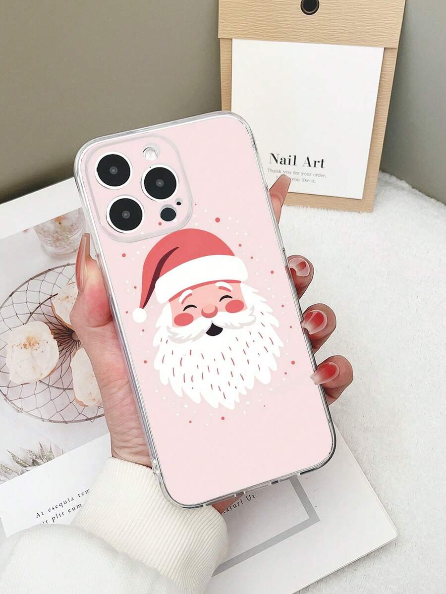 1pc Transparent TPU Anti-Drop Colorful Christmas Santa Claus Pattern Phone Case Compatible With IPhone 15/15Pro/15Plus/15ProMax/16/16Pro/16Plus/16ProMax, Galaxy S23 Ultra/A14/A24, Redmi Note 12 Pro, Pixel 8/8 Pro