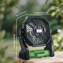 Baby Stroller Cooling Fans USB Powered Hanging Fan With Timer And LED Light, Multi-Angle Rotation For Bedroom, Garage, And Camping Gift For Teens And Adults Halloween Chrismas - Green - View 3