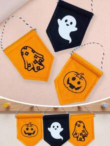 万圣节毛毡旗装饰，万圣节手工复古挂饰，秋季南瓜鬼魂毛毡装饰，庭院秋季户外横幅，适用于秋季感恩节、派对、万圣节、卧室、鬼屋、壁炉、墙壁、室内、室外、生日、家居悬挂装饰、秋季装饰