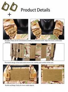 Gilet da caccia con sgancio rapido a un pulsante, espandibile e staccabile, con perforazioni laser, resistente all'abrasione e alla lacerazione, adatto per la caccia, la sopravvivenza all'aperto e altre applicazioni