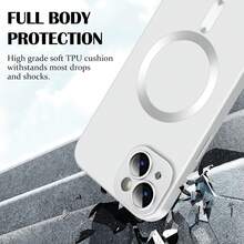 这款奢华磁吸手机壳兼容三星 Galaxy S24、S25、S22、S23 Ultra Plus、S20、S21 FE、Note 20、A35、A55、A05、A15，采用柔软的 TPU 材质，也适用于 17、Air、16、E、15、14、13、12、11 Pro Max Plus。 - 銀色 - 查看 4