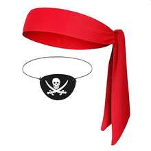 2 Pcs Pirate Accessories Halloween Pirate Headband Costume Party Supplies Head Scarf Eye Patches For Cosplayer