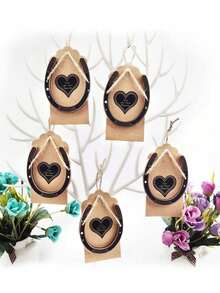 Vintage Metal Horseshoe Wedding Favor Set, Includes Horseshoe Decor, Gift Tags, Kraft Paper Candy Boxes, And Satin Ribbons, Rustic Style Horseshoe Gifts For Wedding Party, Kentucky Derby Decoration, Horseshoe Keychain/Keyring, Retro Metal Keyring Set - Multicolor - View 4