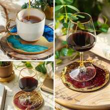 1 件/套 DIY 圆形方形杯垫硅胶模具环氧树脂杯垫收纳盒树脂模具手工树脂杯垫铸造模具 - 白色 - 查看 3