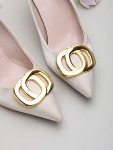 2 件可拆卸 DIY 鞋配件，金属方形扣装饰高跟鞋，时尚优雅鞋夹，适合女士高跟鞋、平底鞋、凉鞋、浅口鞋、新娘鞋、约会鞋、结婚鞋、办公室鞋 - 黑色、白色、杏色、红色、裸色 - 金色 - 查看 7