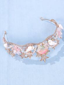 1pc Crystal Princess Crown, Seashell, Star, Mermaid Tail Headband, Performance/Birthday Gift, Crowns, Tiara, Costume Crown, Hair Garland, Head Wreath, Hair Vine, Headpiece, Hair Circlet, Gold Crown, Gold Head Piece - Nhiều màu - Xem 3