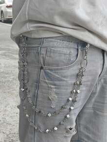 Bistrat Lucky Dice Pantaloni Lanț Retro Talie Moda Asociere Bărbați și Femei Îmbrăcăminte Versatil Accesorii de Lux Y2K Hip Hop Bijuterii - Argint - Vizualizare 4